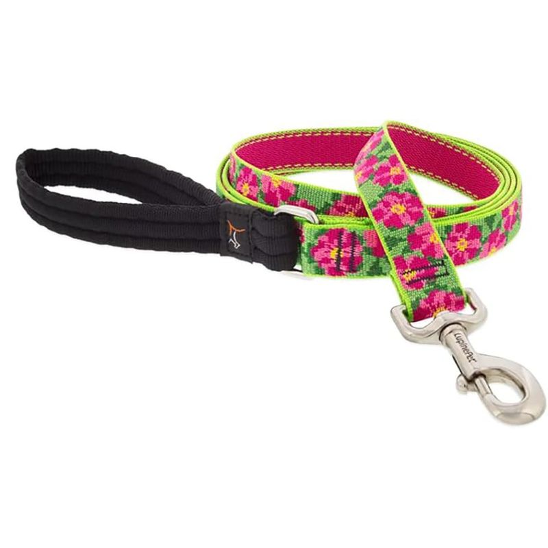 Correa para Perro de Nylon Diseño Petunias de 6 Pies x 1 Plg con Mango Acolchado Multicolor