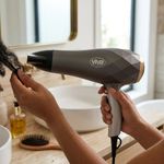 Secadora de Cabello 1100-1600 W con 2 Velocidades y Gancho para Colgar Negra