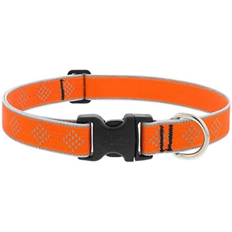 Collar Ajustable para Perro de Nylon Reflectante Diseño Diamante de 12 a 20 Plg x 1 Plg Naranja