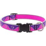 Collar Ajustable para Perro de Nylon Reflectante Diseño Huellas de 8 a 14 Plg x 1/2 Plg Rosa