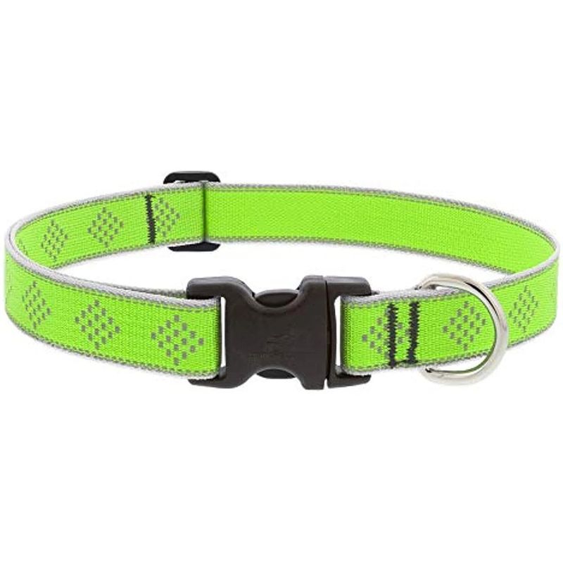 Collar Ajustable para Perro de Nylon Reflectante Diseño Diamante de 12 a 20 Plg x 1 Plg Verde