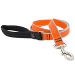 Correa para Perro de Nylon Reflectante Diseño Diamante de 6 Pies x 1 Plg con Mango Acolchado Naranja