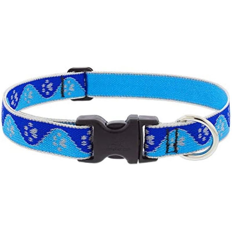 Collar Ajustable para Perro de Nylon Reflectante Diseño Huellas de 16 a 28 Plg x 1 Plg Azul