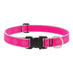 Collar Ajustable para Perro de Nylon Reflectante Diseño Diamante de 12 a 20 Plg x 1 Plg Rosa