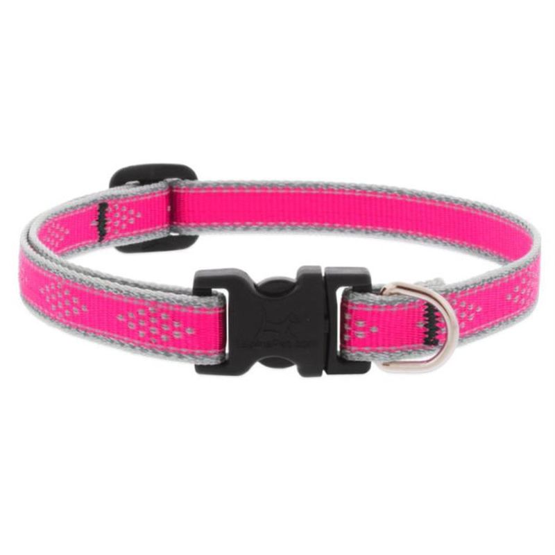 Collar Ajustable para Perro de Nylon Reflectante Diseño Diamante de 16 a 28 Plg x 1 Plg Rosa