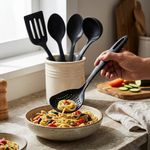 Set de 5 Utensilios de Cocina de Nylon Antiadherente Color Negro