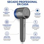 Secadora de Cabello Iónica 1300 W con 3 Velocidades Color Azul y Gris