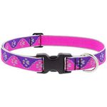 Collar Ajustable para Perro de Nylon Reflectante Diseño Huellas de 12 a 20 Plg x 1 Plg Rosa