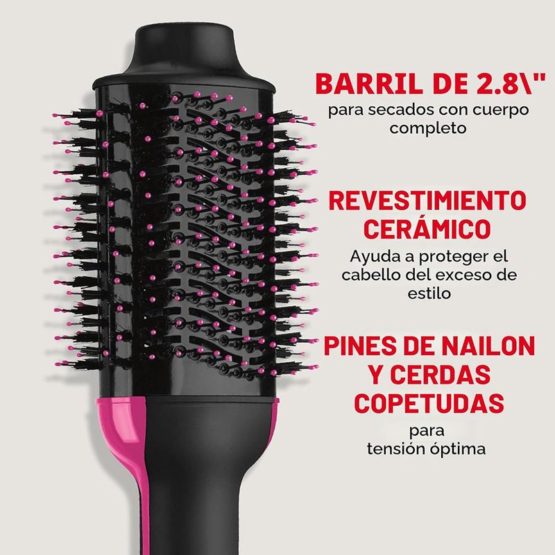 Cepillo Secador de Cabello One-Step 2.4 Plg con Tecnología Iónica y Accesorios Negro