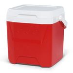 Hielera Cuadrada Rígida Cool 12 Qt 11 Litros para 18 Latas Color Rojo y Blanco