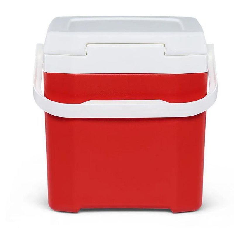 Hielera Cuadrada Rígida Cool 12 Qt 11 Litros para 18 Latas Color Rojo y Blanco
