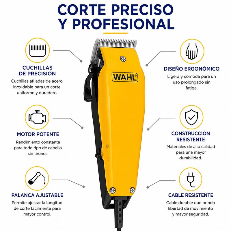 Kit de Cortadora de Cabello Home Pro 22 Piezas con Cuchilla de Precisión Amarillo