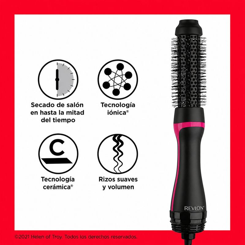 Cepillo Secador de Cabello Root Booster 38 mm con Tecnología Iónica Negro y Rosado
