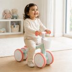 Triciclo de Equilibrio con 4 Ruedas Estables y Asiento Acolchado Color Rosa