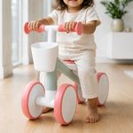 Triciclo de Equilibrio con 4 Ruedas Estables y Asiento Acolchado Color Rosa