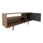 Rack para TV de 60 Plg con Puerta de Mármol y Repisas de Color Café y Gris de 136 x 36 x 59 Cm