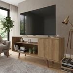 Rack para TV de 60 Plg con Puertas y Repisas de Color Café de 136 x 36 x 59 Cm