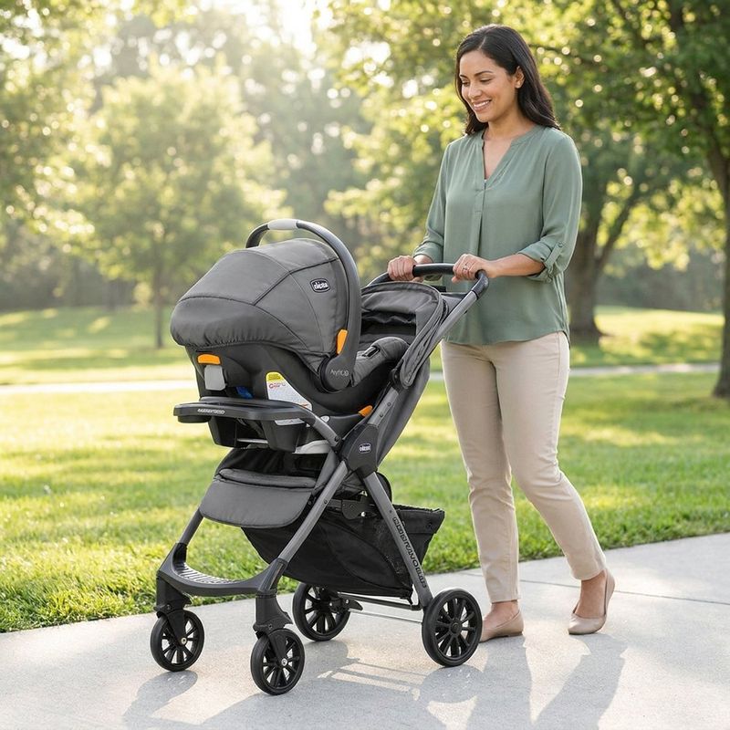 Travel System Mini Bravo Sport con Portabebés KeyFit 30 Color Gris