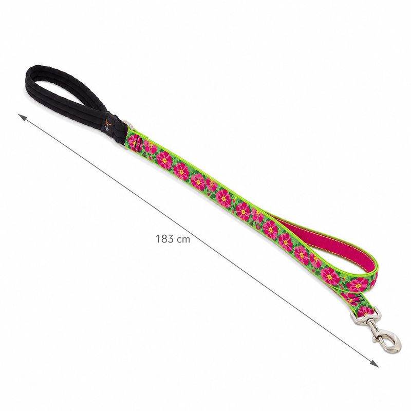 Correa para Perro de Nylon Diseño Petunias de 6 Pies x 1 Plg con Mango Acolchado Multicolor