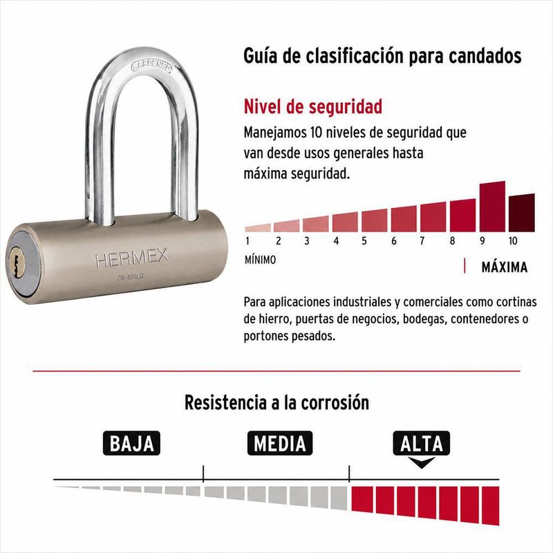 Candado de Acero Gancho Largo para Seguridad de 109 mm