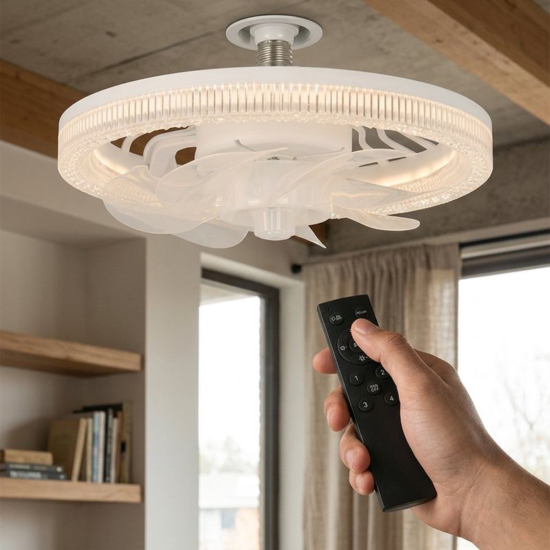 Ventilador con Base E27 y Luz Led