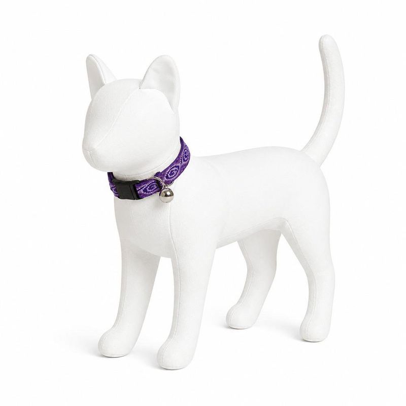 Collar Ajustable para Gato de Nylon Diseño Jelly Roll de 8 a 12 Plg x 1/2 Plg con Cascabel Morado