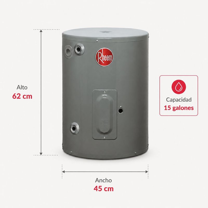 Calentador Eléctrico de Depósito de 15 Gal Color Gris