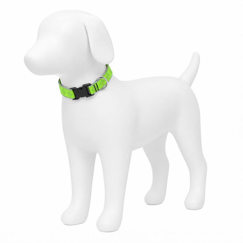 Collar Ajustable para Perro de Nylon Reflectante Diseño Diamante de 16 a 28 Plg x 1 Plg Verde