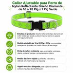Collar Ajustable para Perro de Nylon Reflectante Diseño Diamante de 16 a 28 Plg x 1 Plg Verde