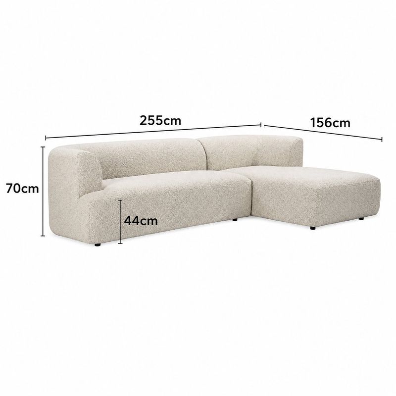 Sofá Esquinero Lara de Tela para 4 personas en Color Beige de 255 x 156 x 70 cm