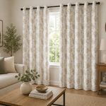 Cortina Estampada Floral de 140 x 240 cm para Sala o Dormitorio Café y Blanco