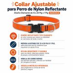 Collar Ajustable para Perro de Nylon Reflectante Diseño Diamante de 12 a 20 Plg x 1 Plg Naranja