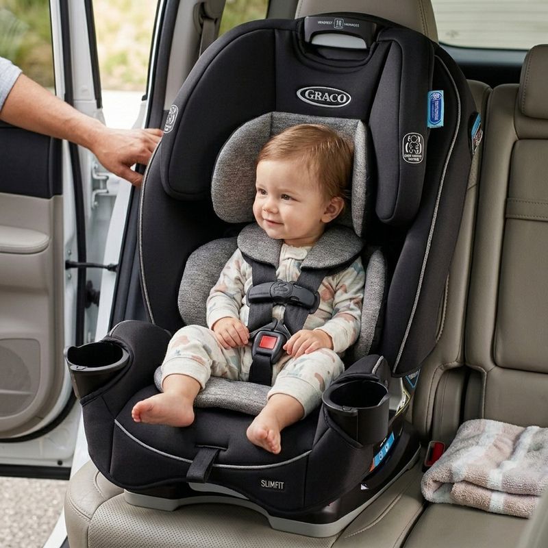 Silla de Carro 3 en 1 SlimFit con Portavasos Giratorios Color Negro