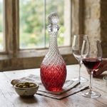Licorera Isis de Vidrio con Tapón Diseño Degradado Rojo y Transparente