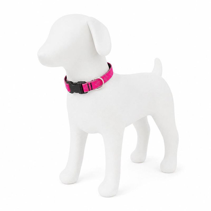 Collar Ajustable para Perro de Nylon Reflectante Diseño Diamante de 8 a 14 Plg x 1/2 Plg Rosa