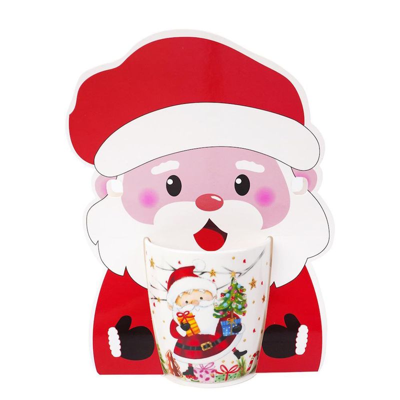 Taza Navideña de Cerámica con Lentes Decorativos Santa Claus 12 oz