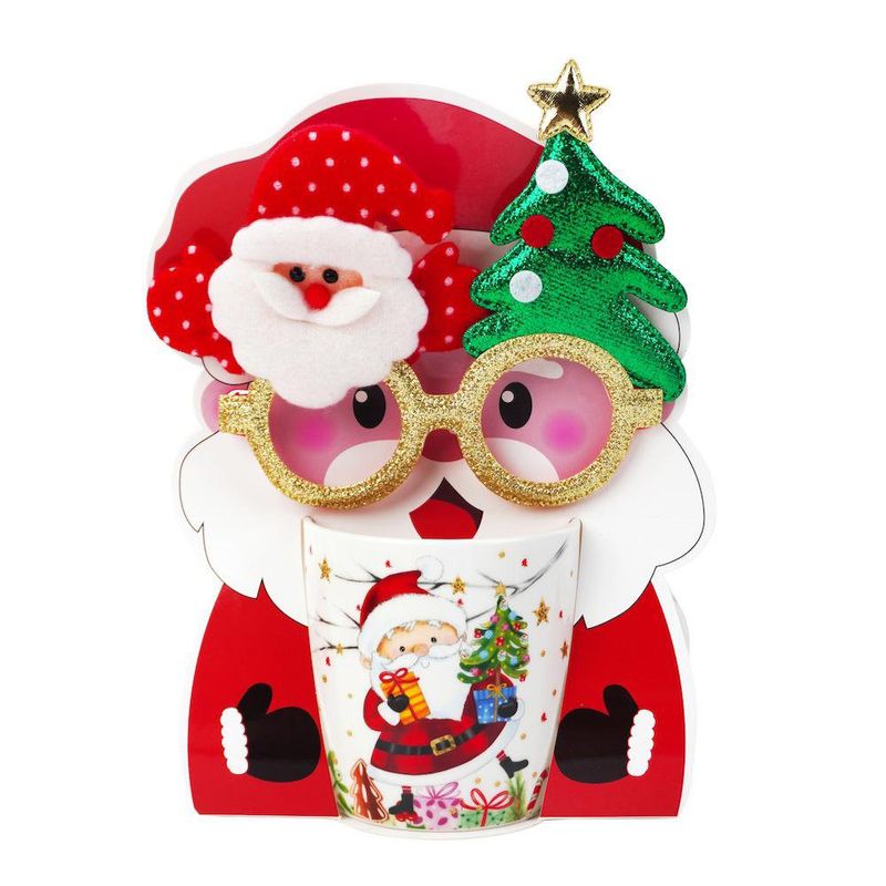 Taza Navideña de Cerámica con Lentes Decorativos Santa Claus 12 oz