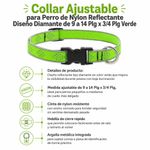 Collar Ajustable para Perro de Nylon Reflectante Diseño Diamante de 9 a 14 Plg x 3/4 Plg Verde