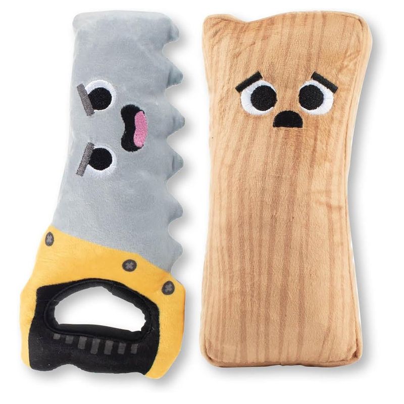 Set de 2 Peluches para Perro Diseño Serrucho y Madera con Sonido Multicolor