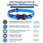 Collar Ajustable para Perro de Nylon Reflectante Diseño Huellas de 12 a 20 Plg x 1 Plg Azul