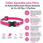 Collar Ajustable para Perro de Nylon Reflectante Diseño Diamante de 16 a 28 Plg x 1 Plg Rosa