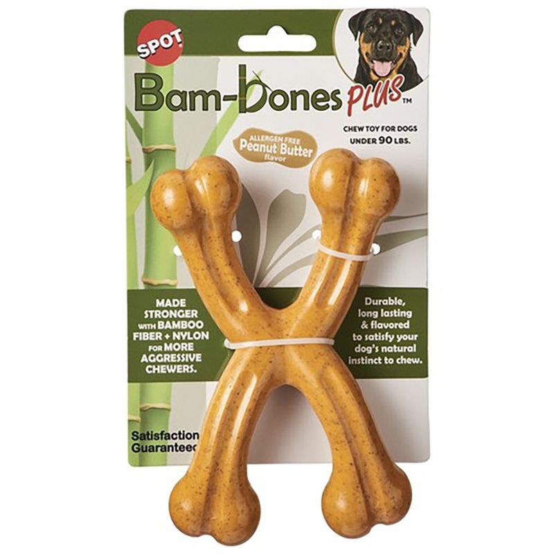 Juguete Mordedor Doble Hueso para Perro con Fibra de Bambú y Nailon 7 Plg