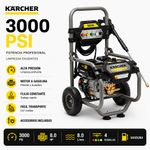 Hidrolavadora a Gasolina G 3200 de 3200 PSI con Motor 196 cc y Ruedas