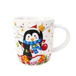 Taza Navideña de Cerámica con Lentes Decorativos Pingüino 12 oz