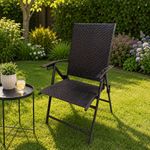 Silla Plegable Reclinable para Exterior Estilo Ratán Café
