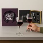 Set de 3 Accesorios para Vino de Metal 16.5 x 14.5 x 4 cm Diseño Libro Save Water Drink Wine