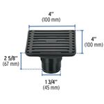 Reposadera Cuadrada con Trampa para Ducha de 4 x 4 Plg Acero Inoxidable Negro