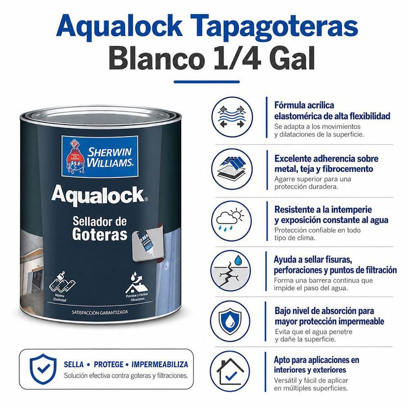 Aqualock Tapagoteras Blanco 1/4 Gal