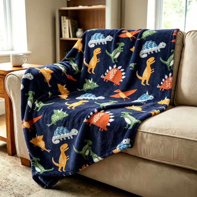 Throw Infantil con Diseño de Dinosaurios de 127 X 178 cm