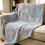 Frazada Infantil con Diseño de Mariposas que Brillan en la Oscuridad de 101 X 127 cm